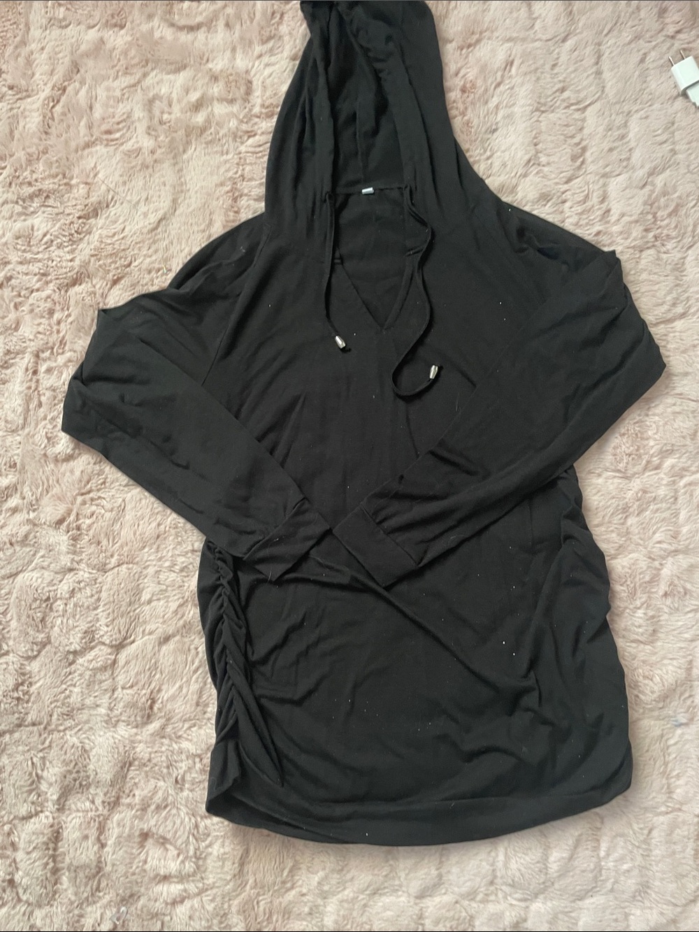 Black Hooded Long Sleeve Women's Top maternity